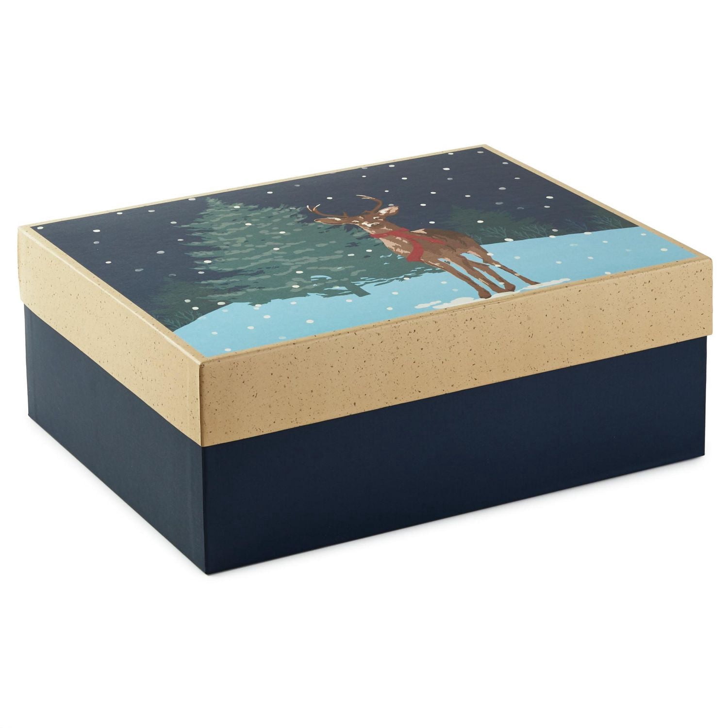 Hallmark Large Christmas Gift Box with Lid (Reindeer in the Snow)