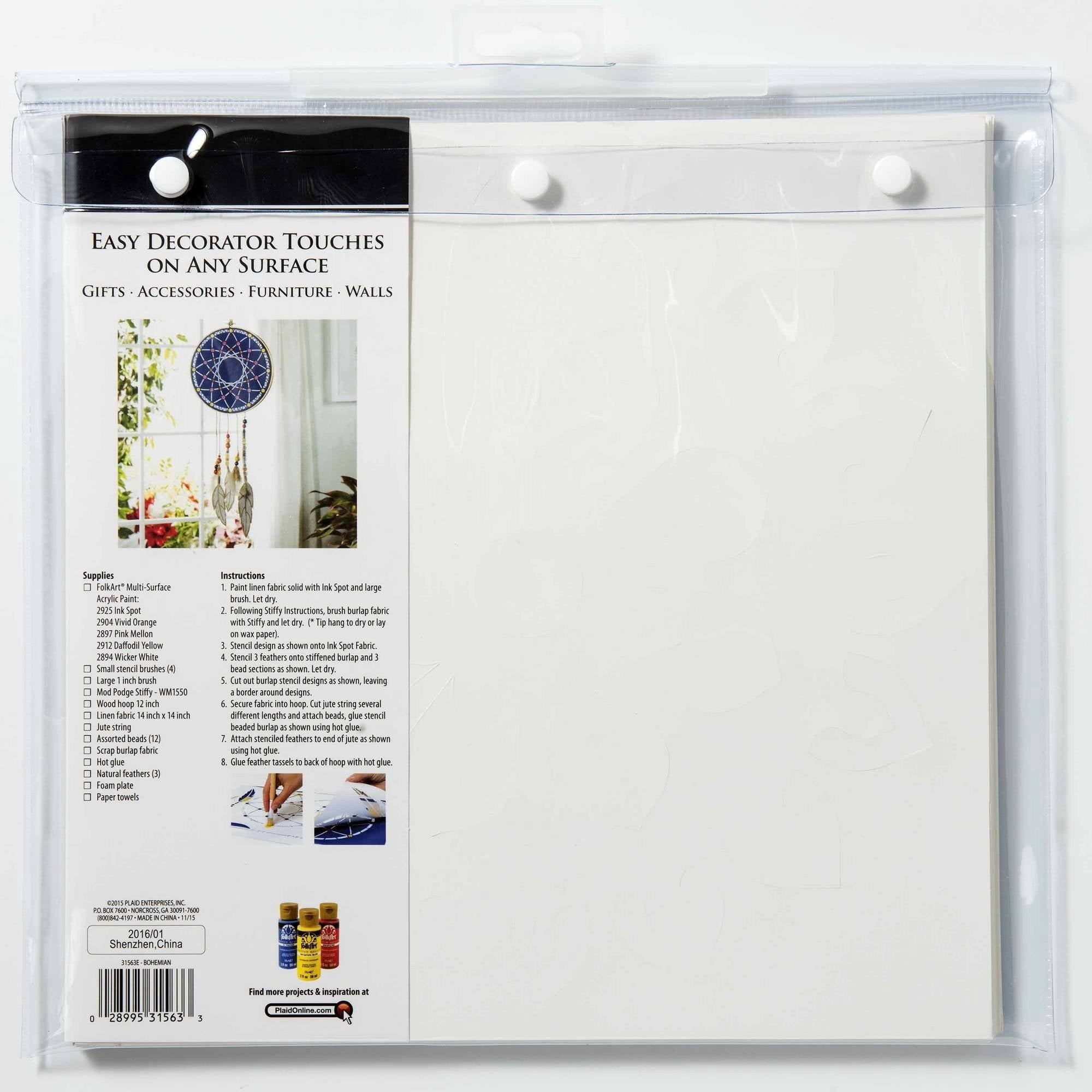 FolkArt Paper Stencil Value Pack, Bohemian, 12 in x 12 in, 26 Piece