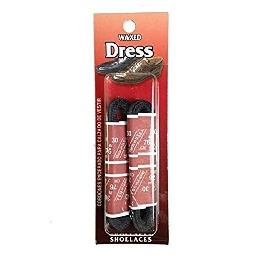 Round Style Dress Shoe Laces (2 Pair) (36, BLACK)