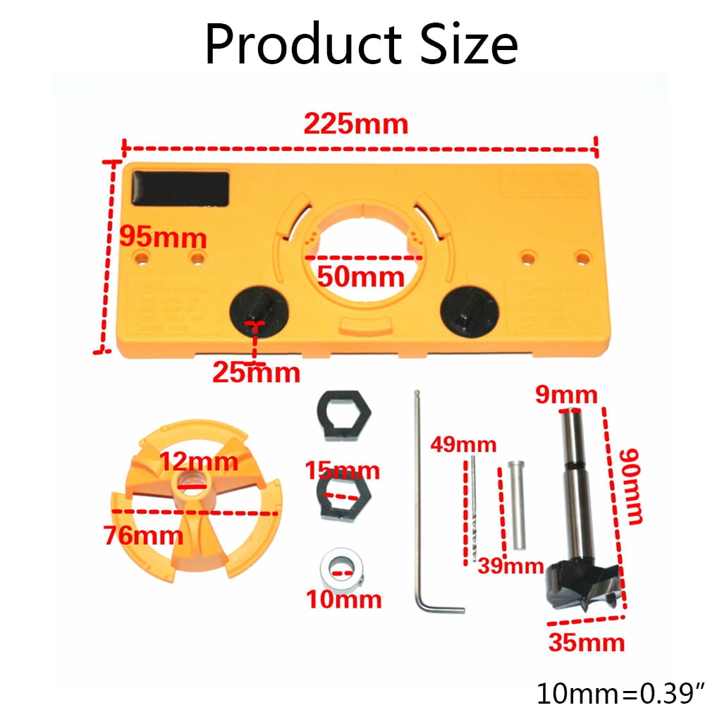 MOMOJIA Hinge Drilling Jig 15mm-35mm Hole Opener Positioning Punch Dowel Jig Kit Wood Cutter Jig Guide Sleeve Punch Locator Tool