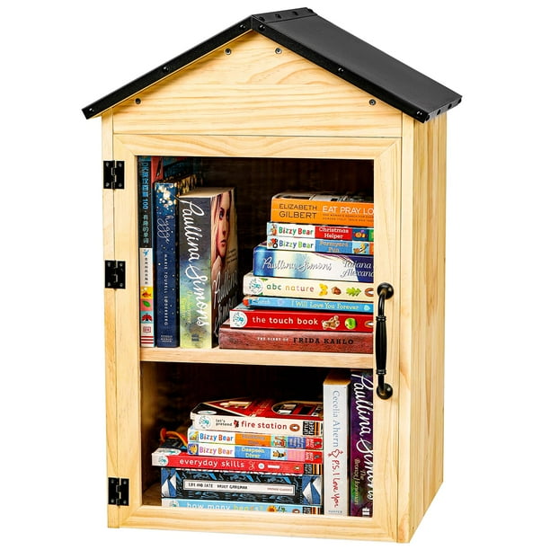 Little Library Box para exteriores de madera maciza impermeable de 2 niveles