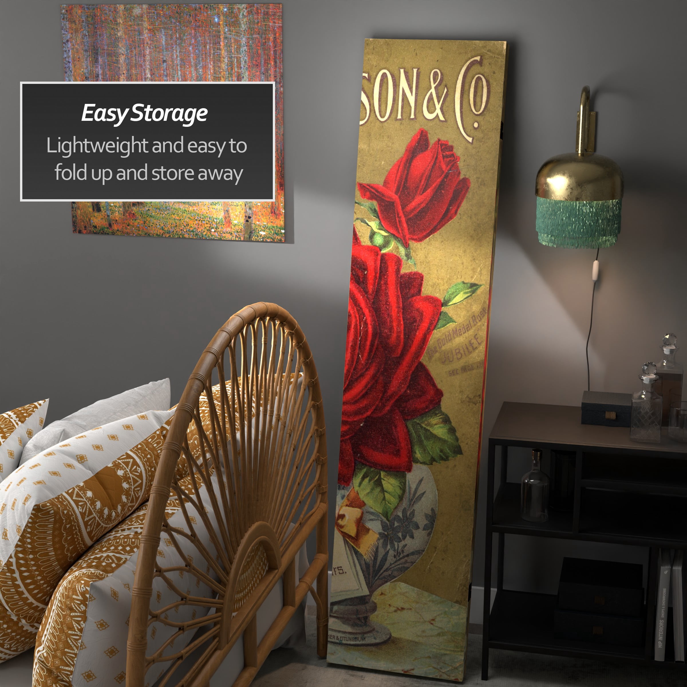 Oriental Furniture 6 ft. Tall Flower Seeds Canvas Room Divider - Roses - 3 Panel