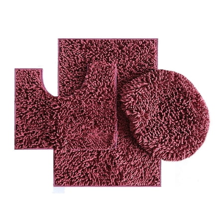 3 Piece Bath Rug Set Mix Chenille