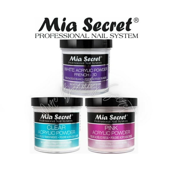 Mia Secret Acrylic Powder 4 oz x 3 (White, Pink, Clear)