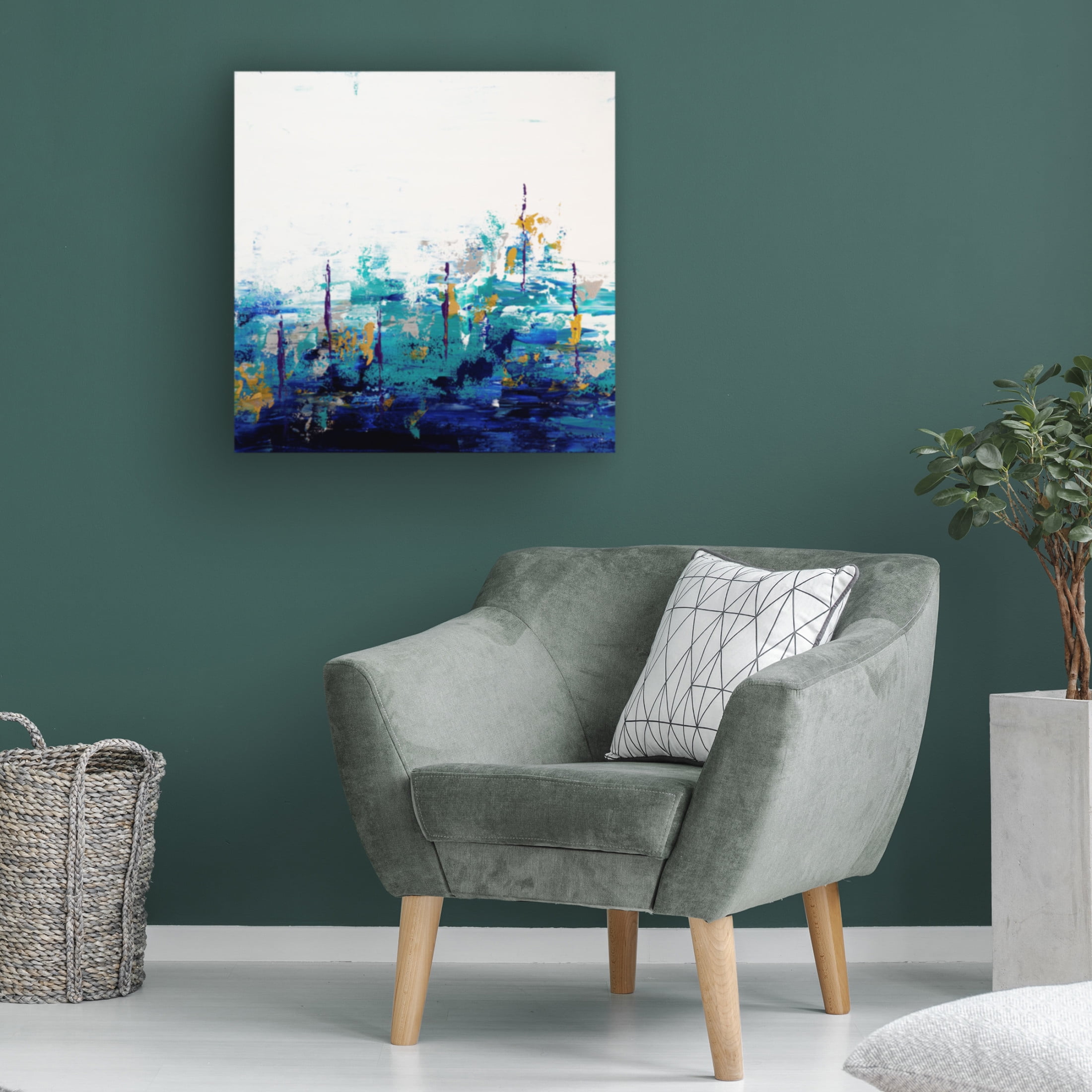 Canvas Wall Art - Hilary Winfield 'Blue Lake 10' Wall Art for Living Room, Bedroom, or Office Décor by Trademark Fine Art - 35 x 35 Inches