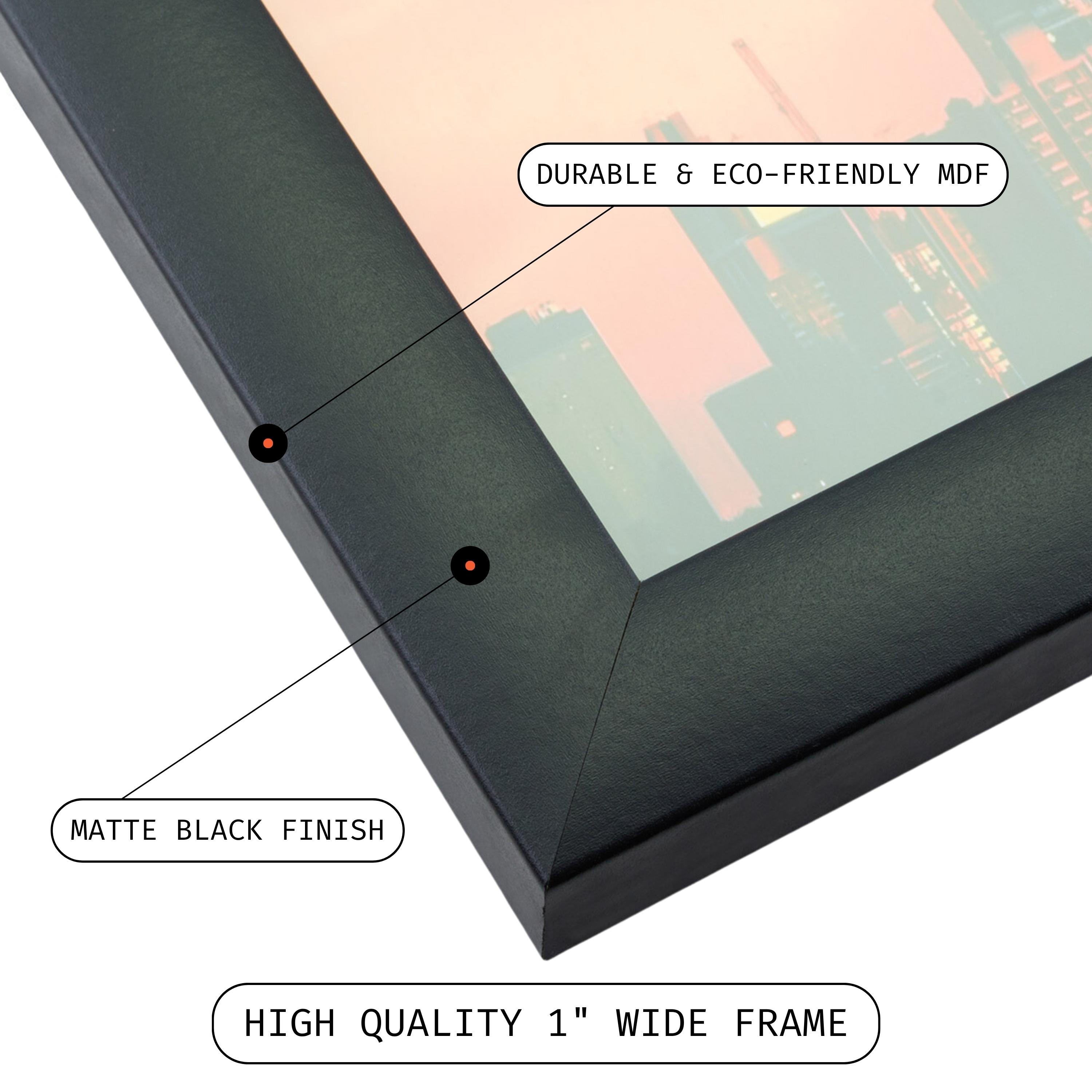 Craig Frames 28x30 Black Picture Frame 1-Inch Wide Smooth Black Gallery ...