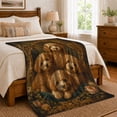 thumbnail image 6 of Four Adorable Brown Poodle Puppies Oil Painting autumn celebration, Warm Flannel Blanket for Living Room and Bedroom, Cozy Pet Portrait Pattern, Dog Lovers autumn celebration Gift, 6 of 7
