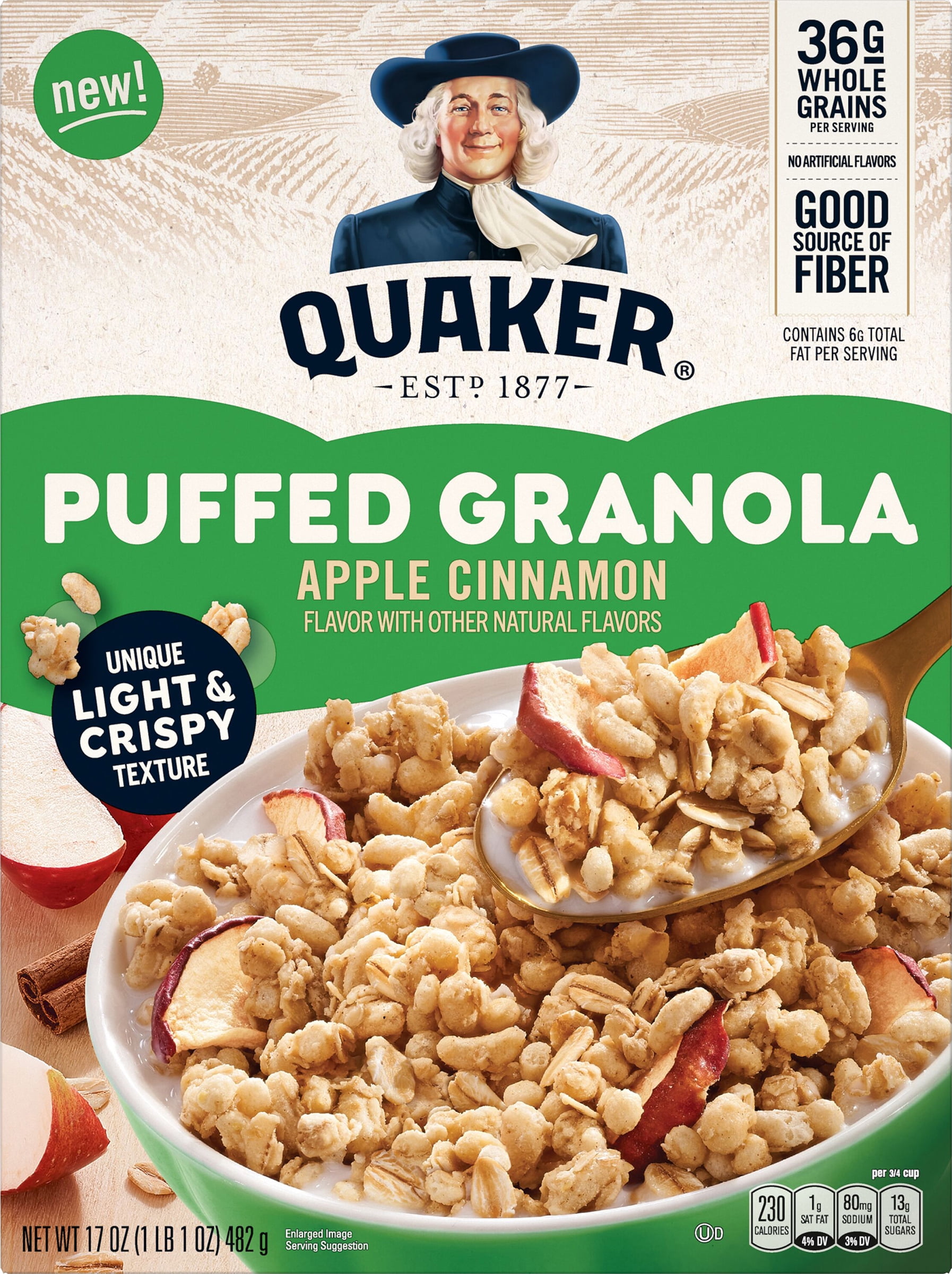 Quaker Puffed Granola Apple Cinnamon 17 Oz