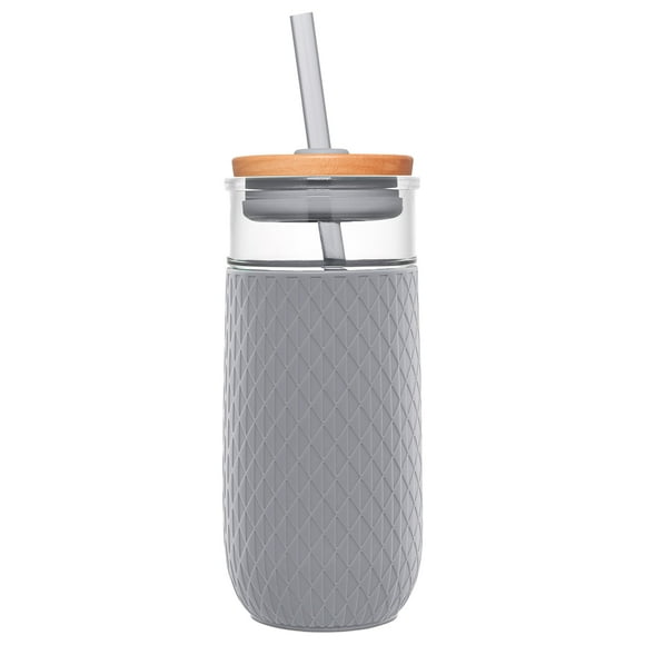 Vaso de vidrio Ello Devon 530 ml con funda y tapa de silicona