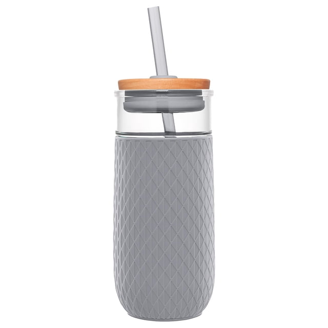 Vaso de vidrio Ello Devon 530 ml con funda y tapa de silicona