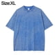 thumbnail image 2 of Hombres Mujeres Algodón Retro Cuello Redondo Camiseta Verano Manga Corta Hombro Caída Suelta Casual Tops Camisetas, Azul, 2 of 5