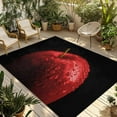 thumbnail image 2 of Outdoor Rug 6x9 ft Red Modern Fruit Waterproof Outdoor Patio Rug Mat Non Slip Outside Area Rugs Carpet for RV,Camping,Porch,Deck,Pool,Balconybackyard,Black Classic Close-up, 2 of 9