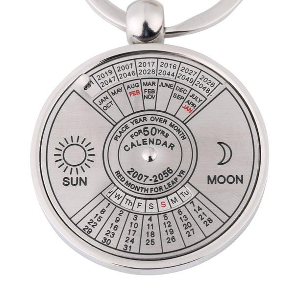 Ejoyous Antique 50 Years Perpetual Calendar Keychain Metal Key