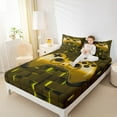 thumbnail image 5 of Feelyou Gold Game Controller Twin Sheet Sets, Neon Honeycomb Abstract Twin Fitted Sheet, Teens Kids Boys Girls Flat Sheet, Breathable Home Decor, 3 Pieces, 5 of 8