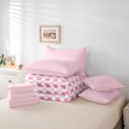 thumbnail image 5 of Homewish Pink Fashion Plaid Bedding Comforter Set 7pcs for Teens, Modern Square Checkered Queen Bedding Sets, Chic Buffalo Reversible Queen Sheet Sets, Ultra Soft Bedroom Decor, 5 of 7