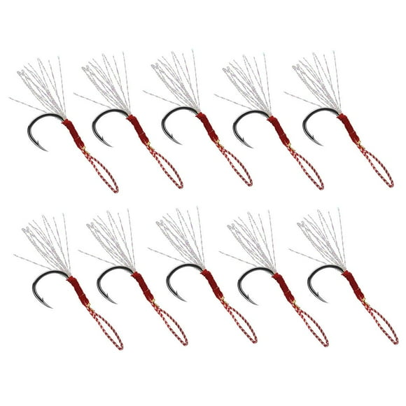 koolsoo 10pcs ing Hooks With Line Circle Hooks Metal ing Stuff for Sea ing, 16