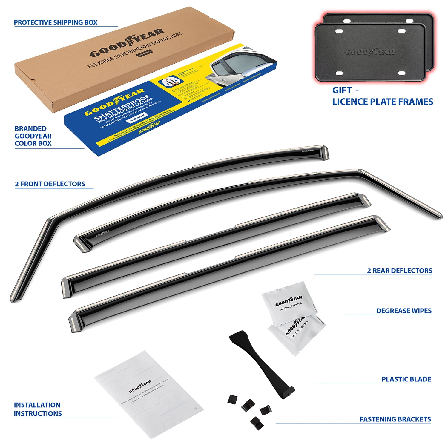Goodyear Shatterproof in-Channel Window Deflectors for Honda Odyssey 2018-2025, Rain Guards, Window Visors for Cars, Vent Deflector, Car Accessories, 4 pcs - GY007755