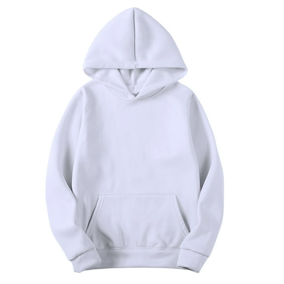 Resicozy Hoodies for Men Sweatshirts Solid Color Hooded Pullover Casual Long Sleeve Tops Fall Winter Fit Top with Pockets White S