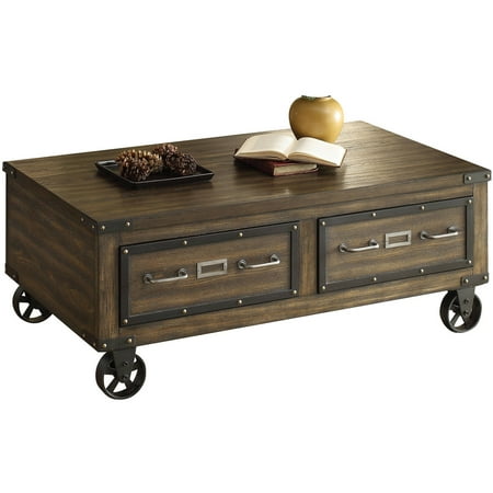 Acme Kailas Coffee Table With 2 Drawers Weathered Dark Oak Acme Kailas Coffee Table With 2 Drawers Weathered Dark Oak