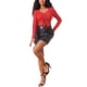 thumbnail image 2 of INSPIRAR CHIC Blusas Cortas de Cuello en V con Cordón y Fruncido para Mujeres Y2K XL Rojo, 2 of 6