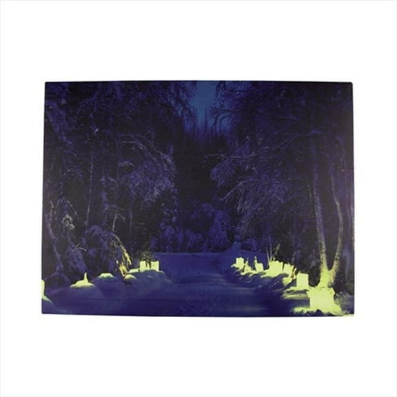 15.75 in. Battery Operated 8 LED Winter Scene Canvas Wall Hanging