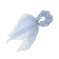 Unique Bargains 1 Pc Fashion Silver Wire Bow Scrunchies Blue
