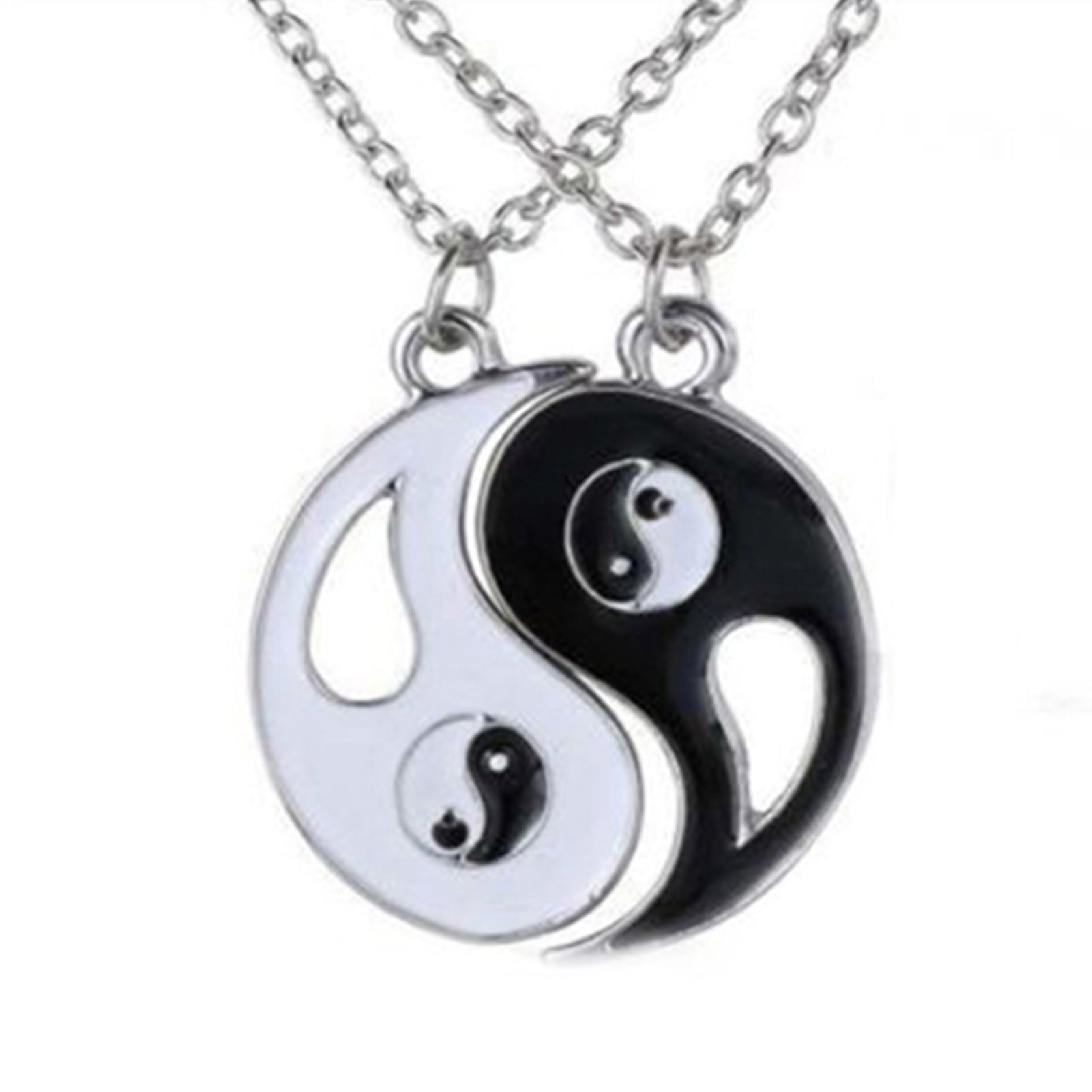 necklaces Two parts black and white yin yang sign necklace 