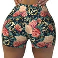 thumbnail image 2 of Daiia Rose Flowers Pattern Women's Workout Shorts Biker Shorts - High Waisted Workout Spandex Tummy Control Gym Running Yoga Shorts-Medium, 2 of 8