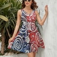 thumbnail image 3 of Red And Blue Painting Women's Tank Dress V Neck Sleeveless Summer Sundress, 3 of 7