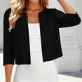 thumbnail image 6 of Lutiedan Shrugs for Women 3/4 Sleeve Open Front Cropped Cardigan Lightweight Casual Solid Color Bolero Cardigan,Black, 6 of 8