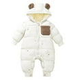 thumbnail image 4 of Baby Girls Boys Snowsuit Cute Down Coat Hooded Romper for Toddler Boys Girls Winter Thick Jacket Solid Color Long Sleeve Winter Jumpsuits for Toddler Girls 12-18 Months, 4 of 4