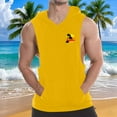 thumbnail image 2 of Taqqpue Men's Workout Hooded Tank Tops Summer Solid Color Sleeveless Gym Hoodies Bodybuilding Muscle Cut Off Hawaiian Palm Tree Print T-Shirts Hawaii Beach Vacation, 2 of 7
