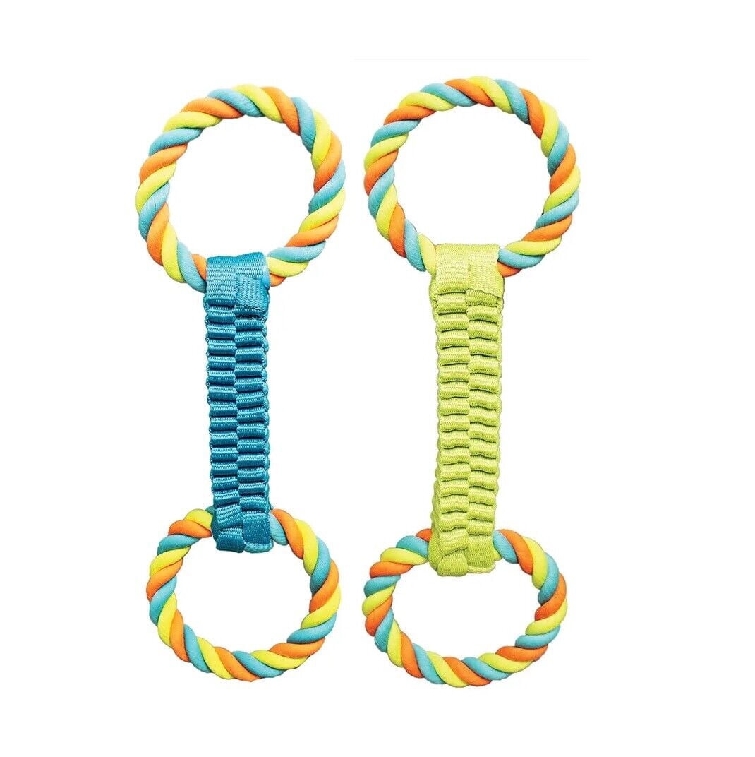 16 Inch Double Loop Rope Handle Ballistic Weave Dog Interactive Tug Toy Figure 8 (Orange)