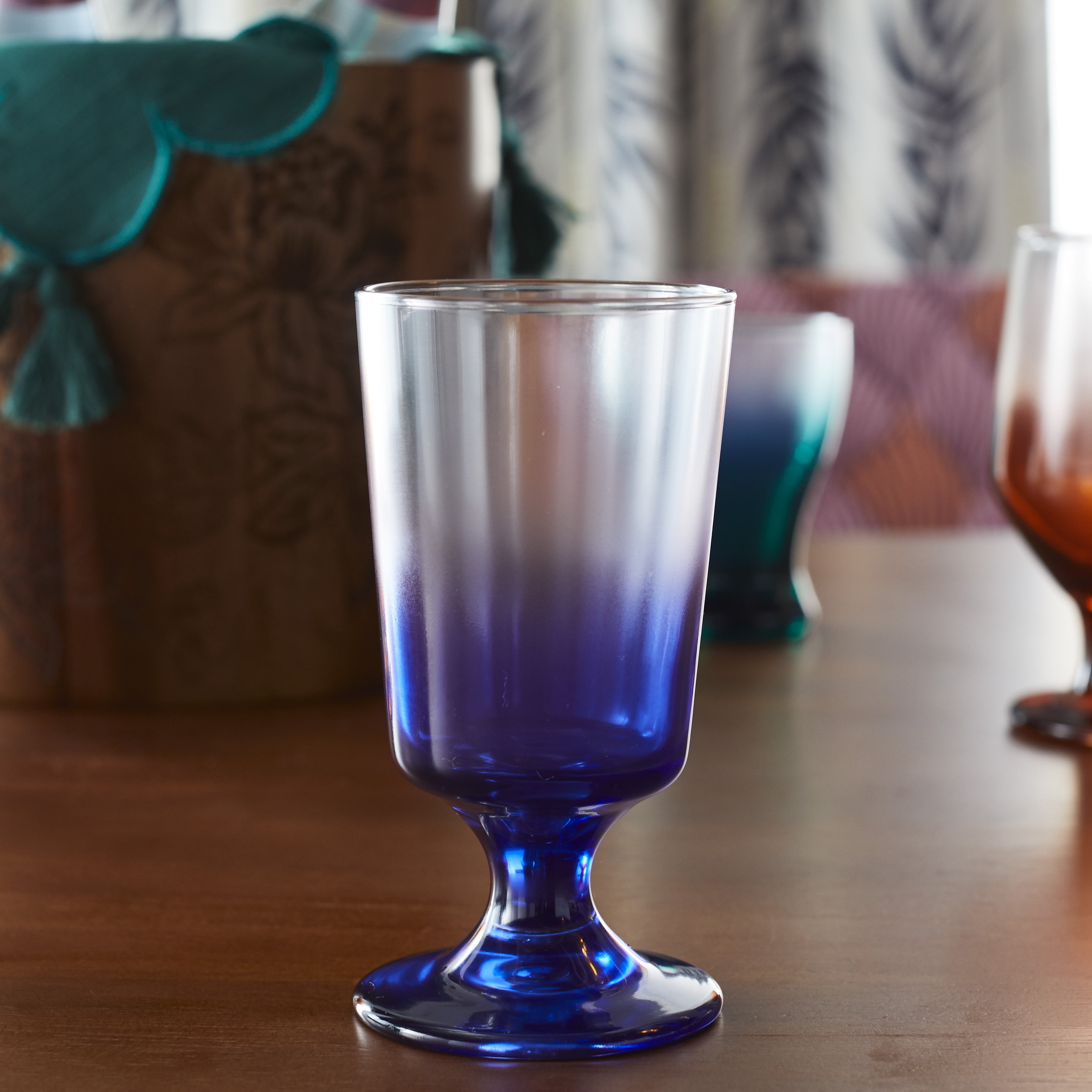 Grecian Blue Ombre Glass Drinkware Set, 8 Piece by Drew Barrymore Flower Home