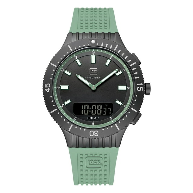 Reloj Glock Precision para hombre con caja de acero negra y correa verde