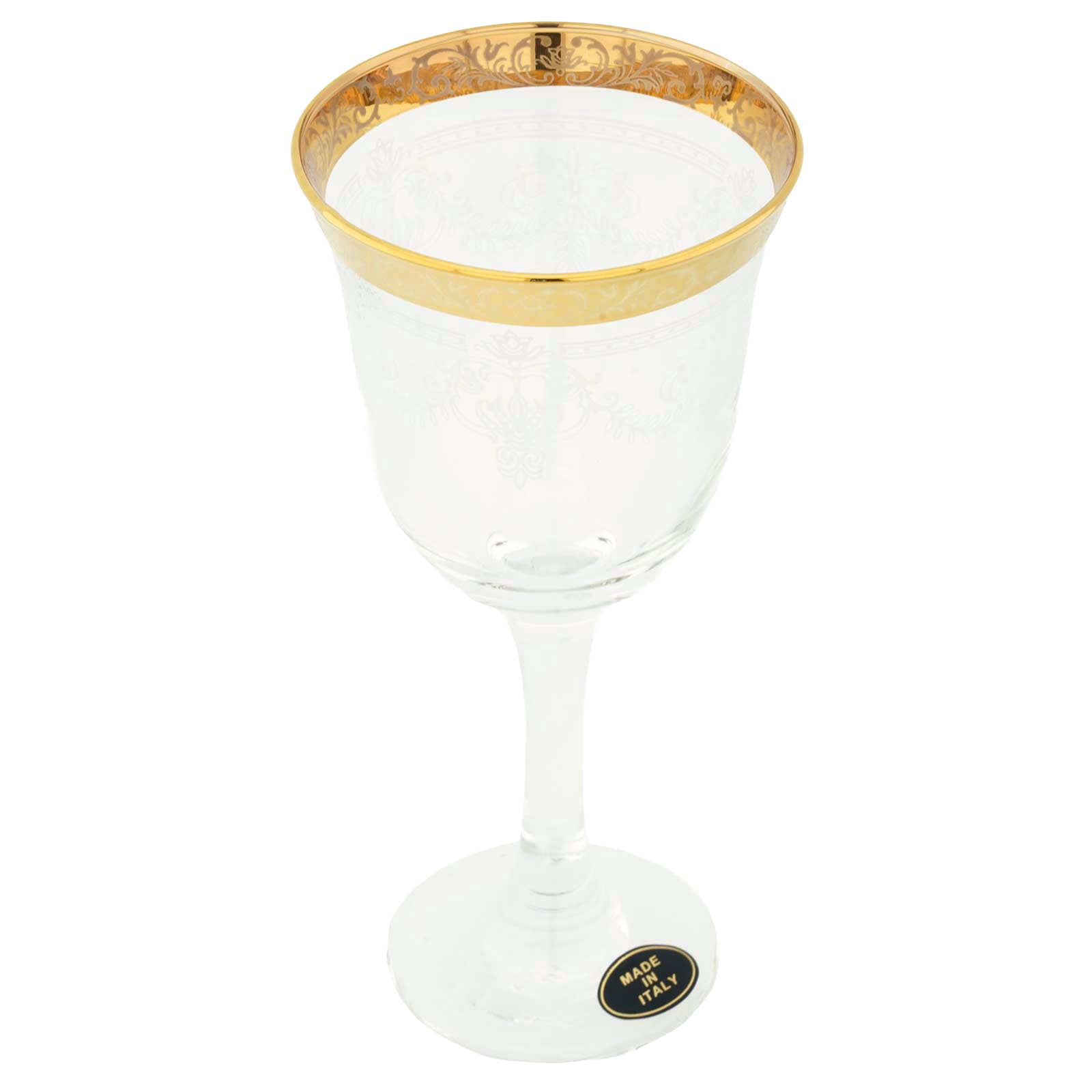 GlassOfVenice Set of Two Murano Glass Wine Glasses 24kt Gold Leaf - Transparent