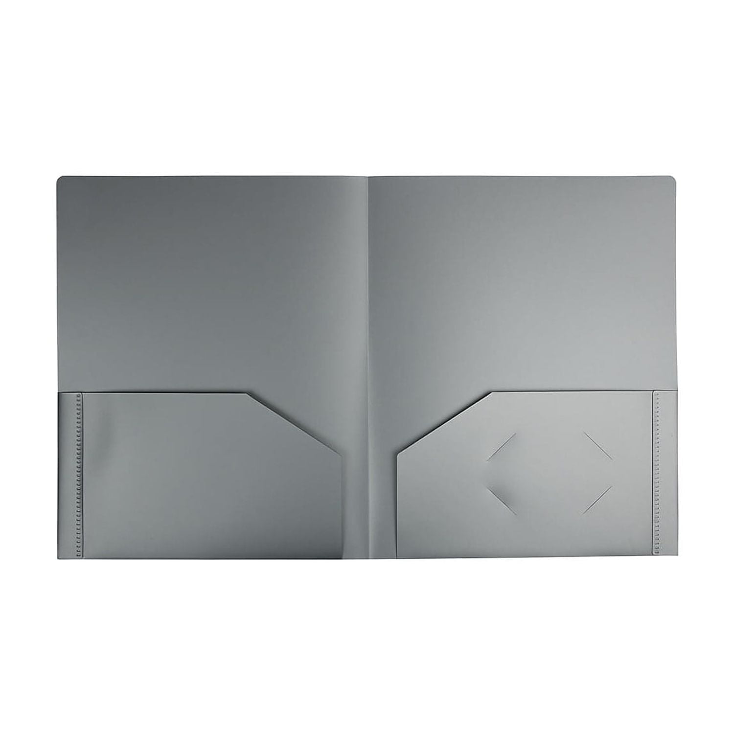 JAM Paper Heavy Duty Plastic 2 Pocket School Folders, Silver, 6/Pack