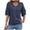 Navy, variant on Womens Shirts Tops Solid Color Summer V Neck with Double Layer Flared Mid Sleeves Casual Loose Fit Plain Tees Blouses Red M