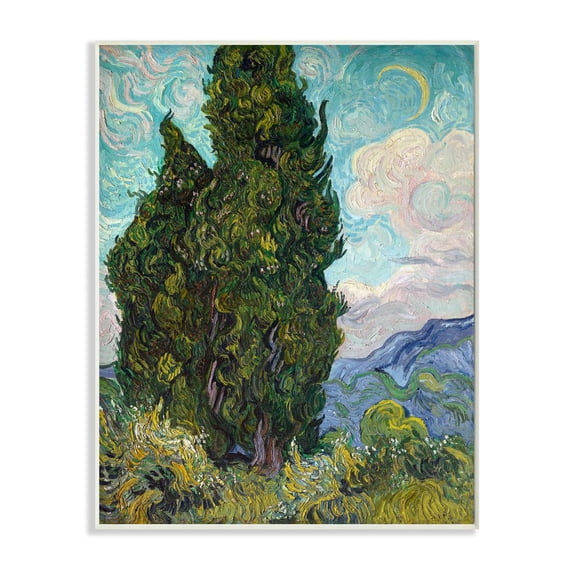 Stupell Industries Tall Trees Green Blue Van Gogh Classical Painting Wall Plaque by Vincent Van Gogh