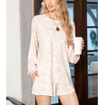 thumbnail image 3 of MINT PLUS PINK Womens Tie Dye Print Two Piece Outfits Pajama Long Sleeve Shirt and Elastic Shorts Loungewear Set with Pocket Made In USA, 3 of 7