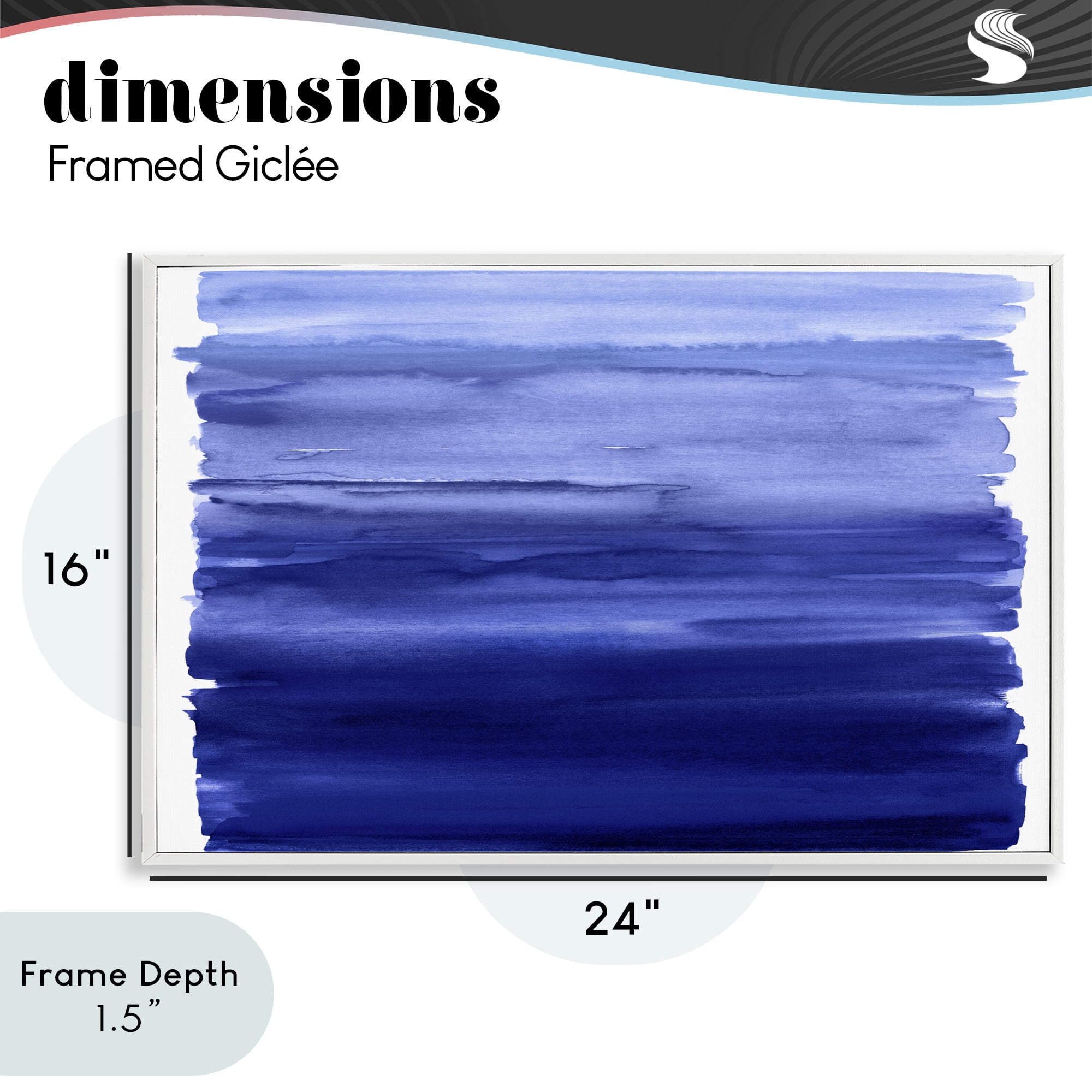 Stupell Industries Oceanic Ombre Blue White Framed Giclee Art, design by Allie Corbin