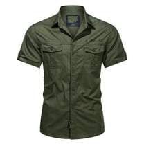 Mens Pique Shirts Style Sizes Plus Washed Sleeve Outdoor Short Performance Polo Shirts,Green,L