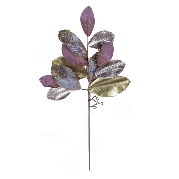 Vickerman 36" Plum Stone Magnolia Leaf Artificial Christmas Spray. Includes 2 sprays per pack.