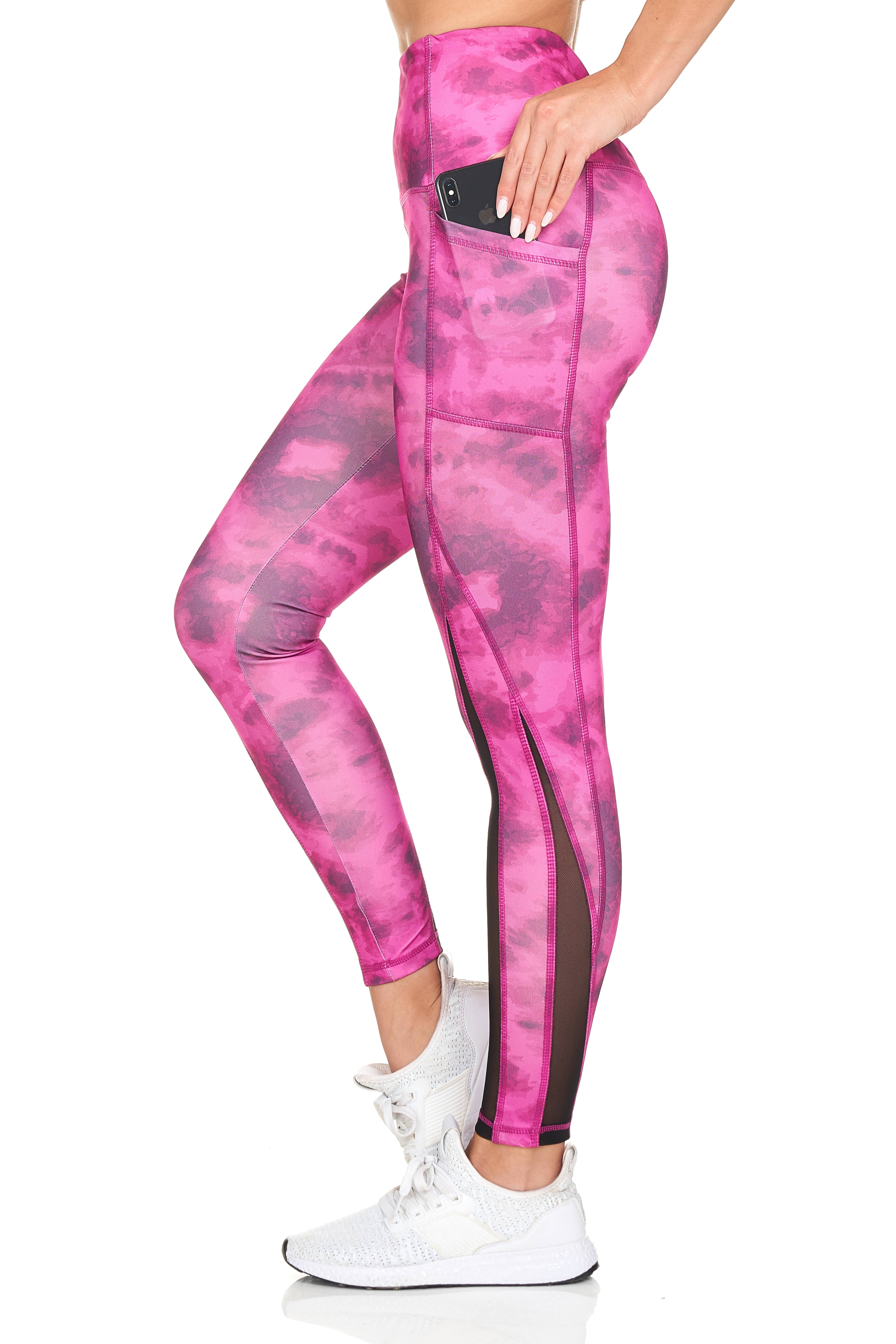 BSP Women's Tie-Dye Full Length Leggings With Mesh & Pockets