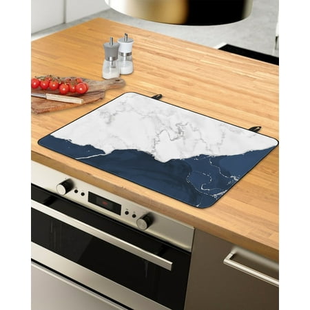 

Navy Blue Marble Stove Top Covers for Electric Stove Heat Insulation Fireproof Glass Cooktop Cover Counter Top Glass Stove Cover 29 x21 Grey Ombre Modern Abstract Art Ink Painted