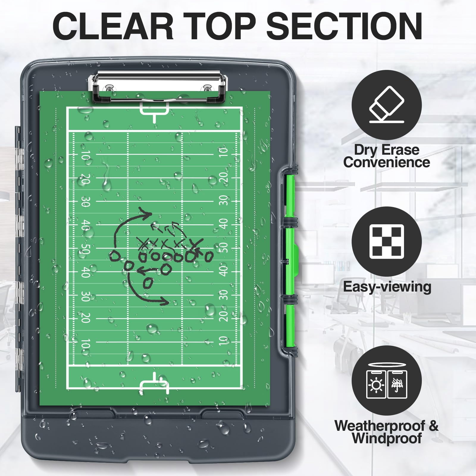 Clipboard With 2 Storage & Pen Holder  Heavy Duty Clip Boards 8.5x11 Dual Clearview Dry Erase Real Hinge High Capacity School Office Supplies