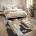 thumbnail image 3 of ODIKA 8'x10' Washable Area Rug Non-Shedding, Easy Care, Beige Ivory Tone Simplified Forms Field Arrangement Abstract for King Size Bedroom Under Bed, Master Suite, 3 of 7