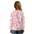 thumbnail image 2 of Xixirimido Cherry Blossom Pink Print Girls Long Sleeve Shirts Cute Kids Fashion Crew Neck Tunic Tops Tie-hem Tees for Fall Winter, Size 11-12, 2 of 7