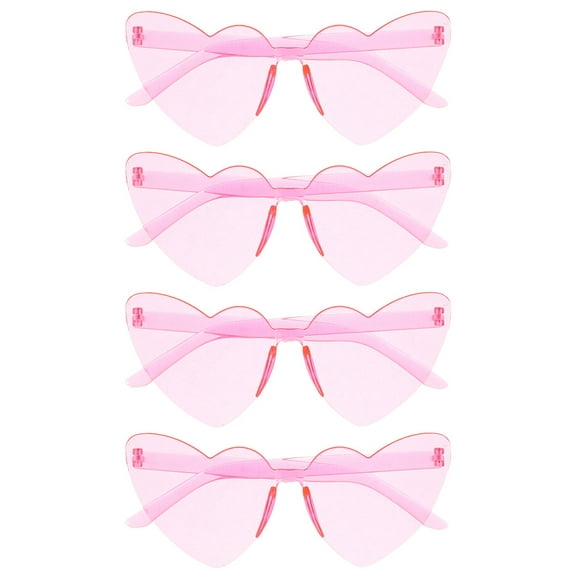 LOLIPPYY 4-Pack Heart Rimless Sunglasses for Pool Parties, Street Style, and Outdoor Events