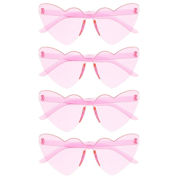 KAKOWELY Heart Shape Sunglasses 4pcs Rimless Sunglasses Outdoor Glasses Party Sunglasses Heart Shaped Eyewear Props5.71"X5.51"X2.36"